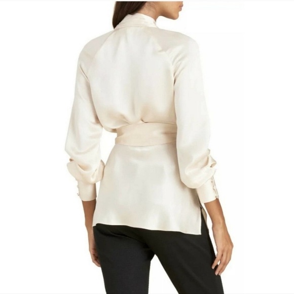 VERONICA BEARD Viv Silk Wrap Top - Cream size 8 NWT - Picture 2 of 8